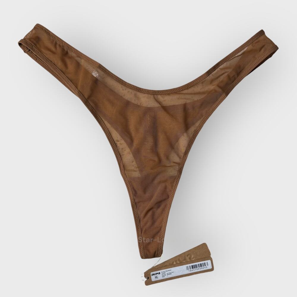 SKIMS Ultra Fine Mesh Thong Bikini Bundle Bronze Onyx Sheer Minimal